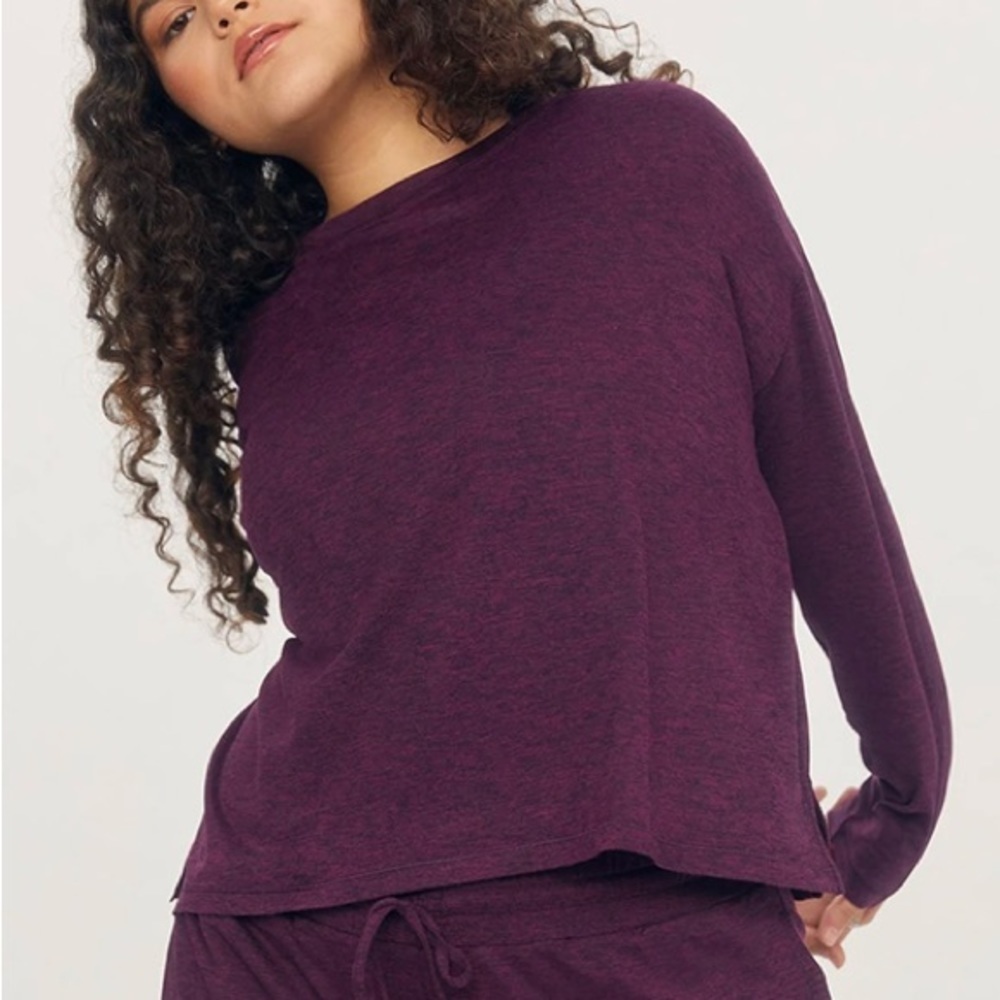 Girlfriend Collective Plum ReSet Long Sleeve Tee Size Large